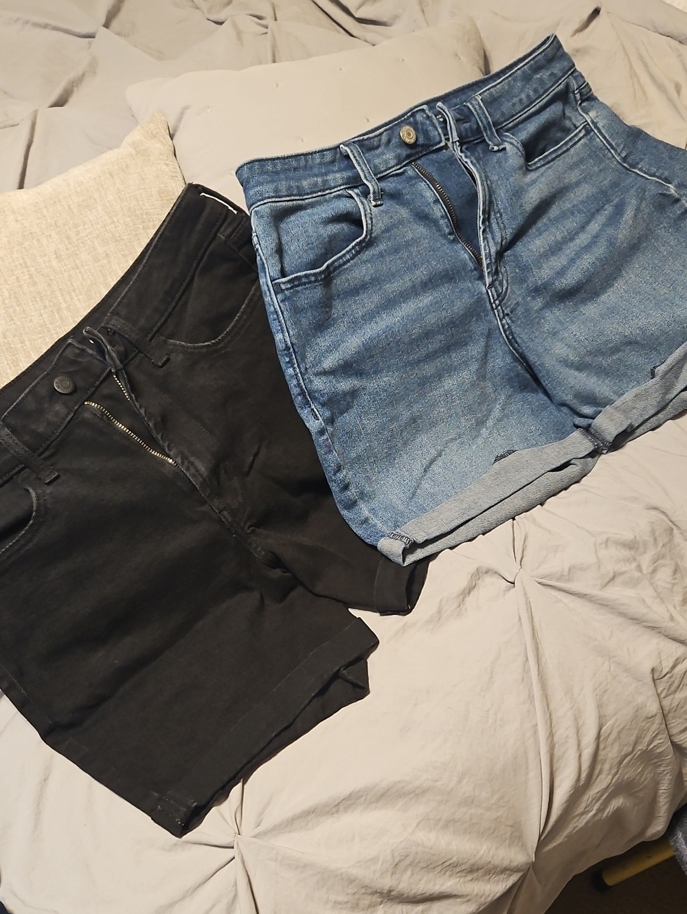 Old Navy Blue Denim And Black Rolled-Hem High-Waist Shorts - 2 Pairs
